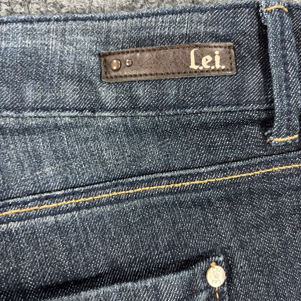 L.e.i.‎ Ashley Trouble Skinny Jeans Junior 17 Blue Indigo Denim Embroidered - Picture 16 of 16